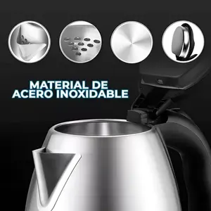 Bouilloire électrique en acier inoxydable de 2 litres avec couvercle et poignée pour les voyages, design moderne, pot à eau portable pour le café et le thé - Product Image 5