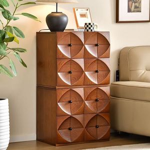 Vintage Retro Wooden <strong>Side</strong> Cabinet with Diamond - Shaped <strong>Drawers</strong> Stylish Home Storage Furniture for Living Room - Product Image 3