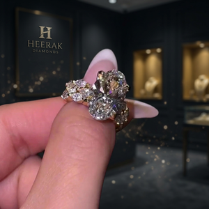 Bague de fiançailles de luxe Toi et Moi en diamant de laboratoire, or 14 carats, deux pierres, taille ovale, forme multiple, bande éternité marquise pour femme - Product Image 1