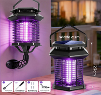 Nouvelle lampe anti-moustiques hexagonale murale à énergie solaire 1800V, étanche, silencieuse, à choc électrique, pour jardin et pelouse