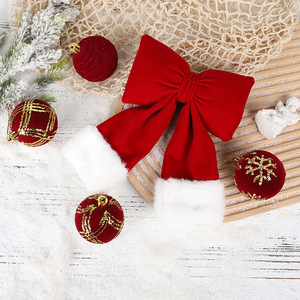 Gran Lazo Rojo de Terciopelo con Mariposa Tridimensional de Tela Flocada para Decoración de Bodas y Navidad, Colgante para Adornos Festivos - Product Image 3