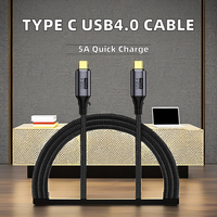 OEM LOGO personnalisé Super Vitesse 40Gbps USB 4.0 100W Type C Alliage d'aluminium Nylon 5A Fonction 30cm Mâle Câble de données pour