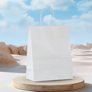 Kraft Paper Bags With Handle Custom Printed Recyclable Paper Shopping Bags For Cake Bread Baking Takeout Paper <b>Packaging</b> - Product Image 1