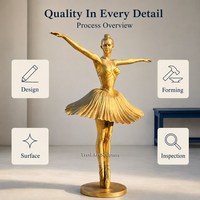 Fontaine personnalisée en bronze, statue de ballerine dorée, fontaine d'eau pour jardin extérieur, villa, hôtel, place publique, complexe hôtelier, vente en gros