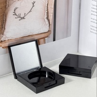 Palette de fards à paupières et de blushs monochromes noirs avec miroir, emballage en plastique ABS, personnalisable avec impression de logo