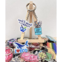 Porte-clés en acrylique transparent avec logo personnalisé, breloque en acrylique découpée au laser pour la promotion marketing d'événements