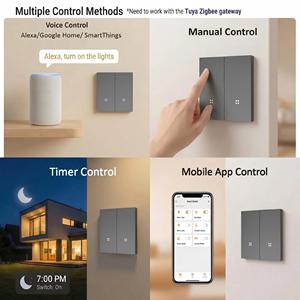 <span class=keywords><strong>Passerelle</strong></span> <span class=keywords><strong>Zigbee</strong></span>, interrupteurs intelligents <span class=keywords><strong>Tuya</strong></span>, 1/2/3/4 gangs, bouton poussoir, interrupteur mural intelligent pour éclairage, système d'automatisation de la maison, commande vocale - Product Image 2