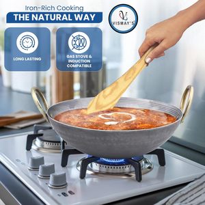 Wok de hierro premium, tradicional, resistente, con asas fuertes para cocina casera y restaurantes. - Product Image 3