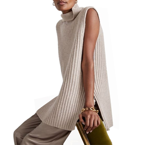 Wholesale Custom Open Sleeve Turtleneck Long <strong>Twin</strong> <strong>Set</strong> Poncho Top Thick Chunky Rib 100 Acrylic Knit Cape <strong>Cardigan</strong> Women's Sweater - Product Image 4