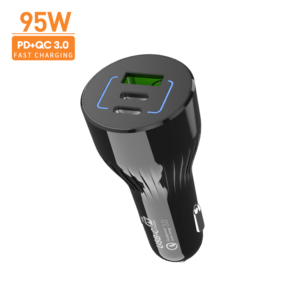 95W High Power Car Charger Adapter Type-c+USB Port Laptop Fast Car Charger For iPhone For MacBook Pro Air