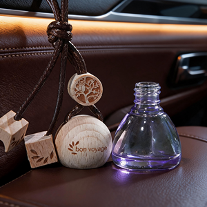 Luxury Glass <b>Car</b> Aromatherapy Hanging <b>Diffuser</b> Natural Evaporation No Electricity Bon Voyage Wood Lid High-End Interior Decor - Product Image 4