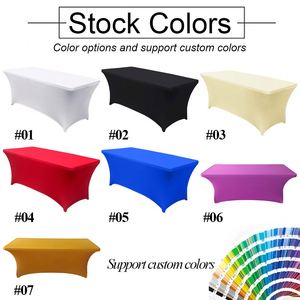 Custom Print Stretch Fitted Table Cover Tight Spandex 8ft 6ft <b>Rectangle</b> Table Cloths with Logo for Business Advertising Events - Product Image 3