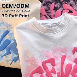 เสื้อยืดโอเวอร์ไซส์สไตล์สตรีทแวร์ทรงบ็อกซี่ ผ้าถัก พิมพ์ลายกราฟิกแบบนูน 3 มิติ แขนสั้น ผลิตจากผ้าฝ้าย 100% - Product Image 1