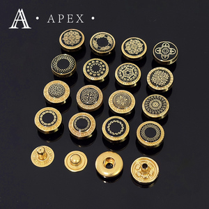 Apex Nút Nhà Sản Xuất 12Mm Mô Hình Tùy Chỉnh Logo Vòng Kẽm Hợp Kim Kim Loại Vàng Nút jubbah Snap Nút Cho Hồi Giáo Quần Áo - Product Image 1