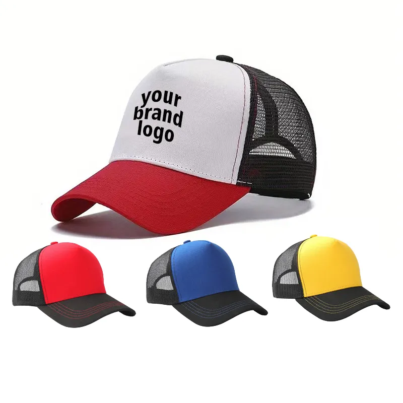 Оптовая продажа, многоцветные классические шляпы для дальнобойщика, простая дышащая бейсболка, пустая хлопковая сетчатая Кепка