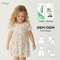 Robe d'été pour filles en bambou à imprimé floral personnalisé, longueur genoux, super douce et confortable, robe de nuit