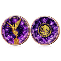 Pièce commémorative personnalisée en cuivre coloré de 5 onces 999 avec motif ange ailé Libertad en cristal, médaille souvenir de collection