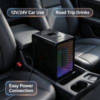 Mini-réfrigérateur de voiture 10L avec bande LED, porte miroir superposée, refroidissement et chauffage, faible consommation d'énergie