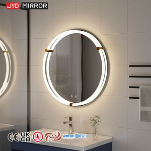 <span class=keywords><strong>Miroir</strong></span> de salle de bain rond à <span class=keywords><strong>LED</strong></span> avec éclairage frontal, en acrylique anti-buée, à intensité variable, sans marche, en métal, à montage mural, sur mesure, en gros, 24 pouces - Product Image 1
