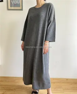 Novo estilo 30% 2023 senhoras malhas malha longa lã cashmere cardigan camisola malha padrão sólido quente e macio