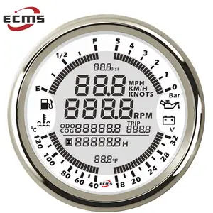 Waterproof 6 in 1 Multi-functional Gauge Meter GPS Speedometer Tachometer Hour Water Temp Fuel Level Oil Pressure Voltmeter 24V