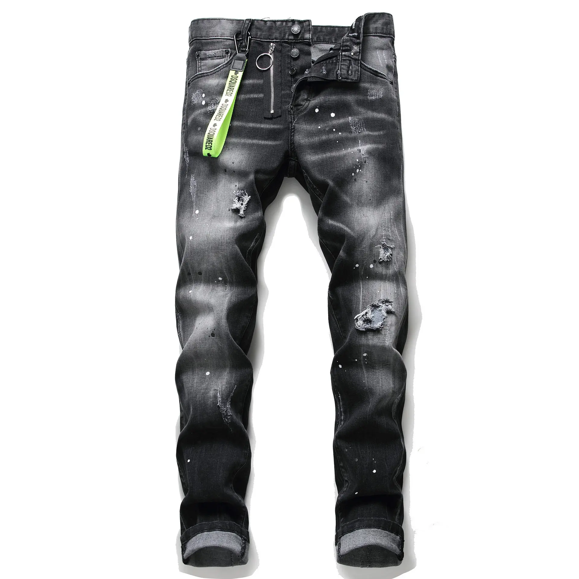 Calças casuais Confortável Algodão amiry Denim Jeans Logotipo Personalizado Novo Design Lavado Esporte Homens Slim Print Pattern Malha Não tecido