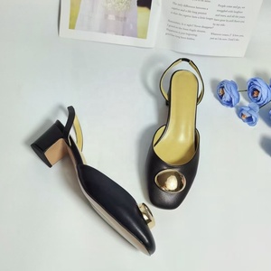 Round Toe Genuine Leather Ankle Strap Thick High Heel Roman <b>Sandals</b> Comfortable Women Pumps Dress Shoes <b>Summer</b> - Product Image 5