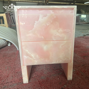 Plateaux en marbre onyx rose translucide sur mesure, design OEM, pour tables d'appoint, décoration intérieure de salon - Product Image 4
