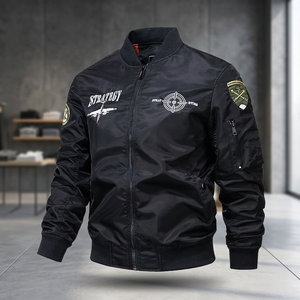 Traje unisex holgado de trabajo estilo americano, a la moda, para motociclista, informal, cortavientos, bordado, de poliéster/algodón, teñido para invierno, con cuello alto. - Product Image 2