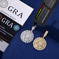 Colgante Religioso Estrella de David Hip Hop de Plata de Ley 925 Bañado en Oro con Moissanita VVS Baguette Iced Out, Joyería Compatible con OEM