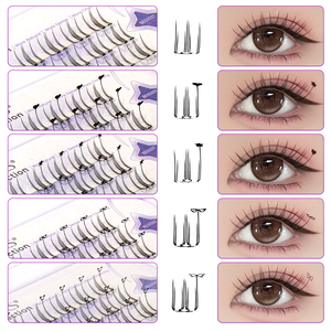 STARSCOLORS Cils pré-collés en grappes, auto-adhésifs, une seule pièce, en forme de U, pour pose DIY avec embouts décoratifs - Product Image 2