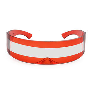 80s futuriste espace cyclope Cyberpunk visière lunettes de soleil avec semi-enveloppement autour des lunettes sans monture translucide miroir lentille espace - Product Image 4