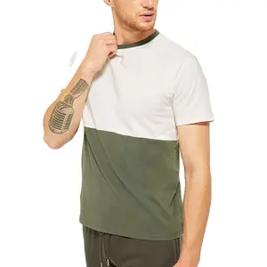 Oem 서비스 사용자 정의 브랜드 로고 티셔츠 컬러 블록 반팔 티셔츠 남성 패션 디자이너 티셔츠 소년 티셔츠