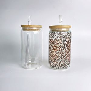 Us Warehouse Sublimation Blank 12 16 Oz Soda Cola Tumbler <b>Cup</b> Beer Glass Can Mugs With Bamboo <b>Lid</b> <b>and</b> <b>Straw</b> - Product Image 4