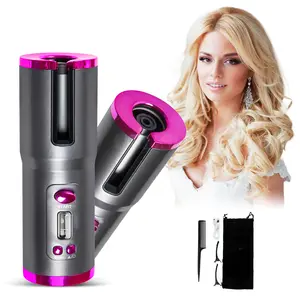 Bigoudi de cheveux automatique sans fil, fer à friser Rechargeable par USB, ondulation, affichage LCD, en céramique, bouclage, Styler