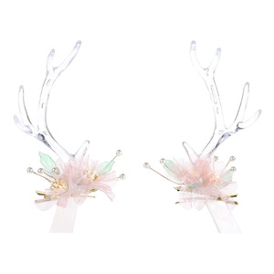 24 nouveaux accessoires pour cheveux de style ancien, design original, pinces à cheveux en soie rose avec fleurs de fée et cornes de dragon, même style que le petit dragon - Product Image 5