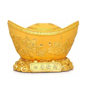 Large Size Feng Shui Golden Ingot/Yuan Bao for Wealth Luck,Chinese Charm of Prosperity Home Decoration Gift Attract Wealth