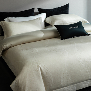 Ensemble de literie de haute qualité en <span class=keywords><strong>coton</strong></span> blanc 100% jacquard, <span class=keywords><strong>drap</strong></span>-<span class=keywords><strong>housse</strong></span> et <span class=keywords><strong>drap</strong></span> plat, taies d'oreiller design - Product Image 3