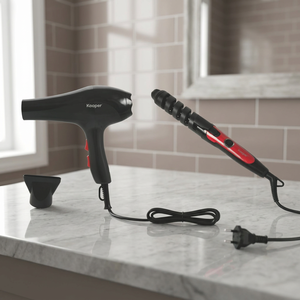 Set Asciugacapelli e Ferro Arricciacapelli Kooper Rosso con Potenza di 1800W e Voltaggio 220-240V, Strumenti per lo Styling - Product Image 3