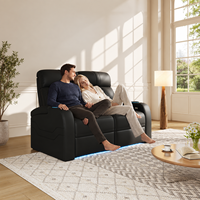 Ensemble de canapés inclinables électriques en cuir véritable à gravité zéro avec éclairage LED 7 couleurs pour salles de cinéma, salons et sièges de home cinéma