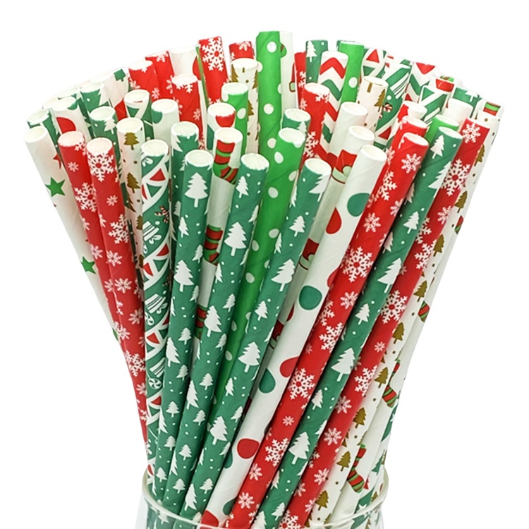 Customized Color Paper Drinking Straws High Quality New Various Pattern for Party and Decorations Biodegradable Paper Straws