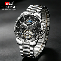 Montre mécanique pour homme TEVISE Premium Business, design phase soleil-lune, cadeau d'anniversaire de luxe pour homme