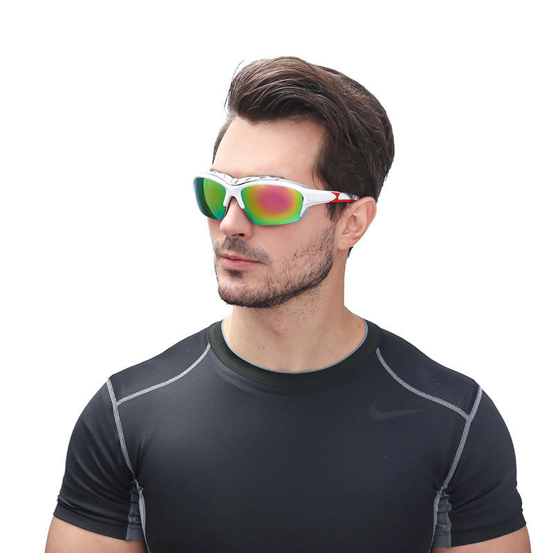 Unisex UV400 Half Frame Cycling Sunglasses New Trend Windproof Sports Eyewear with Blue Lens Made From PC Material