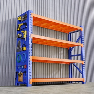 Étagère de rangement en acier entrepôt réserve supermarché ménage Orange bleu hauteur réglable étagères de rangement étagères avec panneau perforé - Product Image 1