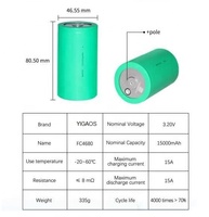 YIGAOS 4680 batterie 4680 cellule lithium-ion FC4680 3.2V 15Ah batteries lithium-ion rechargeables batterie LiFePO4 cylindrique