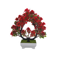 Simulierte grüne Pflanze herzförmige Rose Bonsai Kunststoff Liebhaber Baum Topf Indoor Desktop Blumen dekoration Thanksgiving
