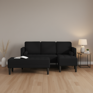 Set Divano in Poliestere Nero con Cuscini, Arredamento per Soggiorno dal Design Moderno e Contemporaneo - Product Image 2