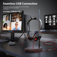 USB-C kabel DECT 6.0 Headphone dapat diatur, Headset mikrofon Bom, Headphone pusat panggilan pengisolasi kebisingan untuk pusat kontak