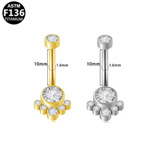 <b>Titanium</b> Navel Ring Heart Shape Zircon Inlaid Body Jewelry For Women Piercing <b>Studs</b> ASTM F136 - Product Image 5