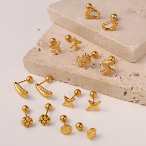 Pendientes <span class=keywords><strong>de</strong></span> botón impermeables <span class=keywords><strong>de</strong></span> moda para mujer, con diseño <span class=keywords><strong>de</strong></span> robot avión liso, estilo celebridad <span class=keywords><strong>de</strong></span> <span class=keywords><strong>internet</strong></span>, con estándares EU Reach y US CPSIA - Product Image 1
